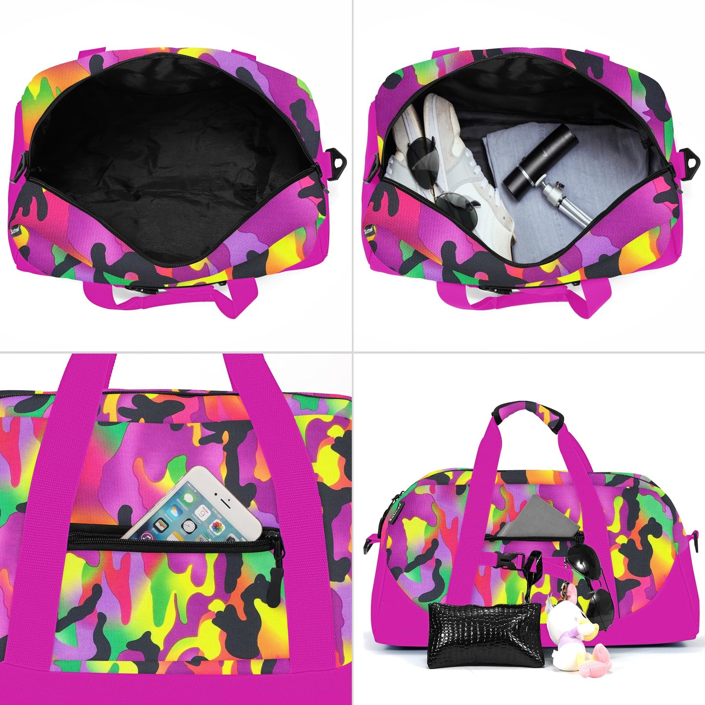 Stumdo Kids Overnighter Duffel Bags for kids, Carry-On Size & Ideal for School Practice or Overnight Travel Weekender Tote for Travel Gym Sport bag for Boys & Girls (11fghong)