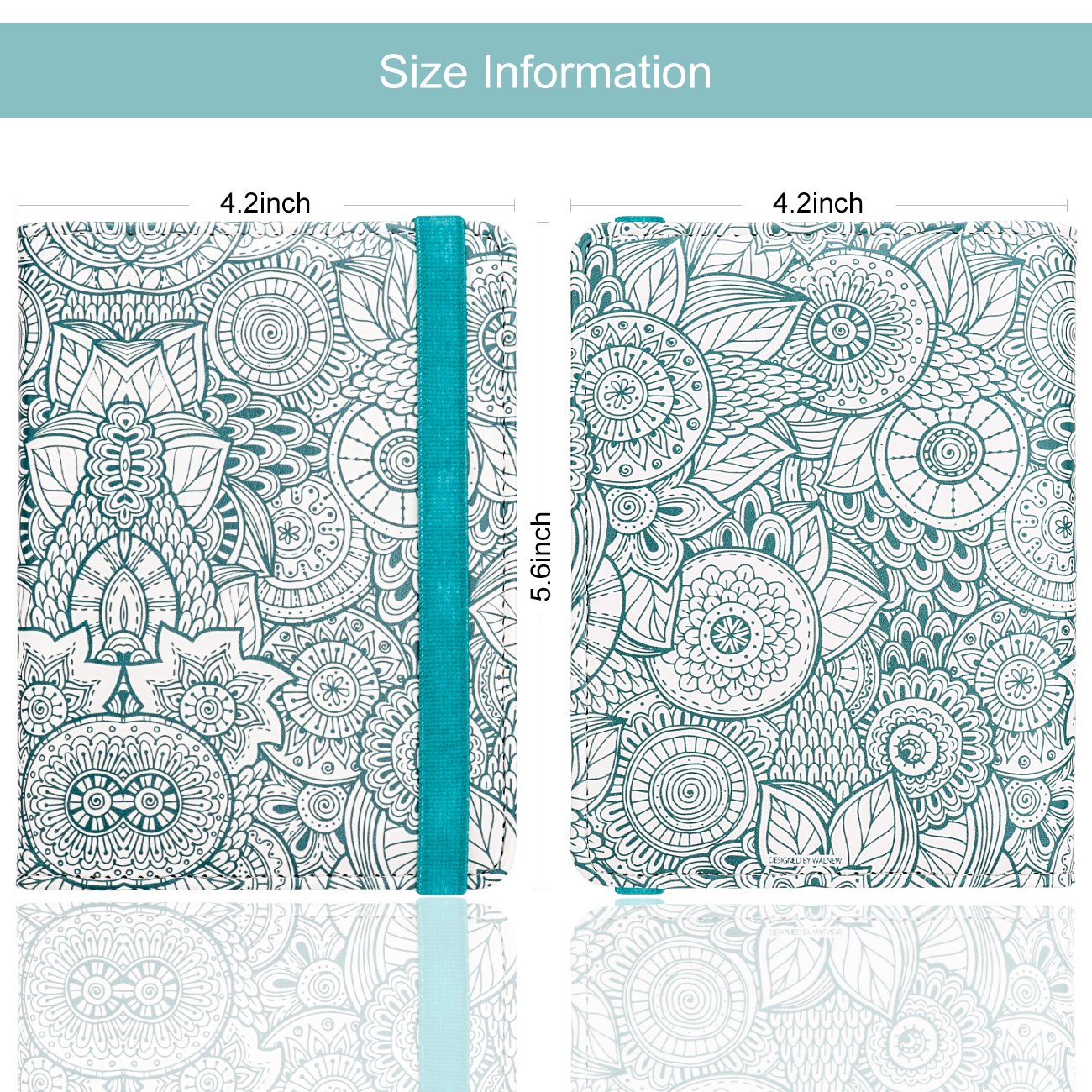 Travel Passport Wallet with RFID Shielding and Pen Slot (Green Petals)