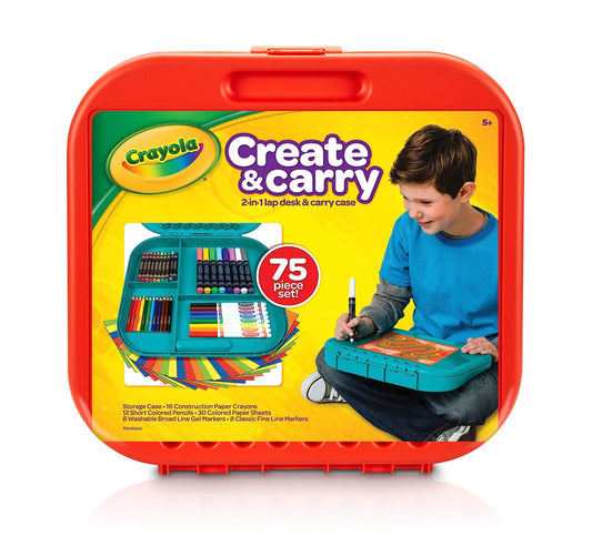 Crayola Create 'N Carry Art Set (75pcs), Art Supplies Kit, Drawing Set for Kids, Arts & Crafts Supplies, Gift for Kids, 5+