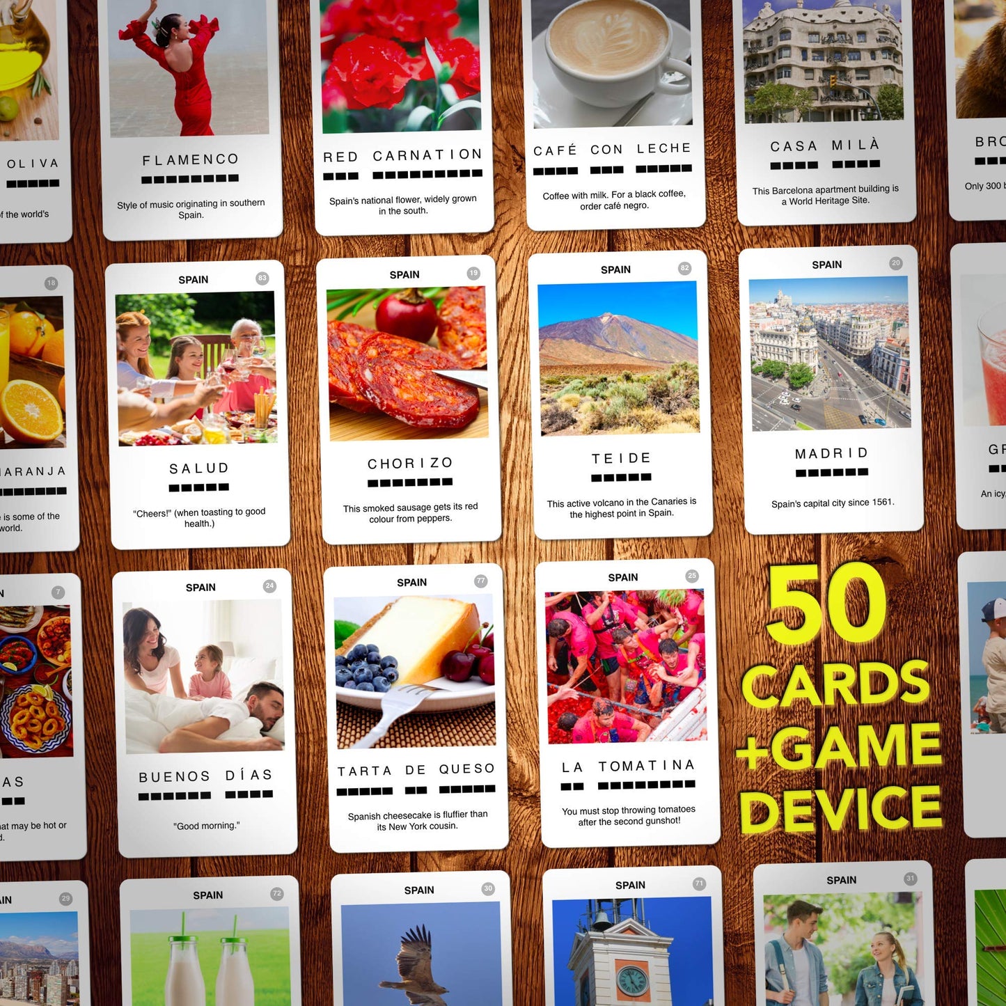 100 PICS Spain Game | Kids Games | Card Games & Fun Travel Games | Learning Resources | Card Games for Adults and Kids | Family Games | Flash Cards | Kids Travel | Ages 6+