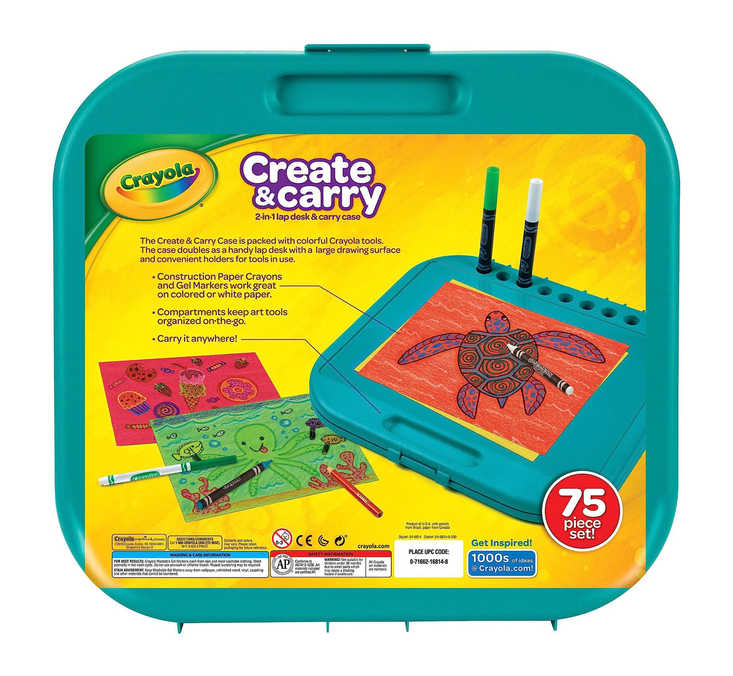 Crayola Create 'N Carry Art Set (75pcs), Art Supplies Kit, Drawing Set for Kids, Arts & Crafts Supplies, Gift for Kids, 5+