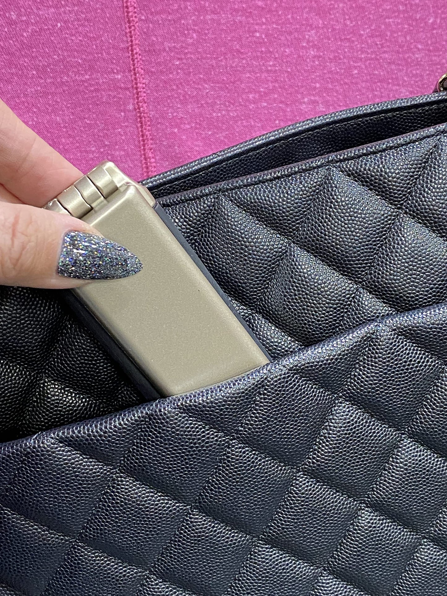 Pocket-Size Folding Travel Brush with Mirror (Champagne)