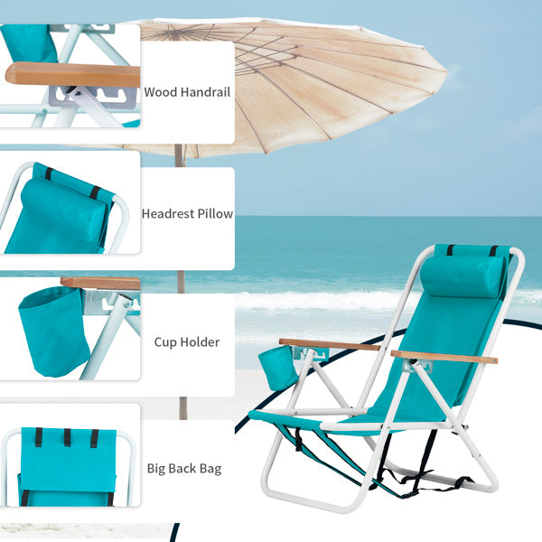2pcs 23X21.7X31.5in Mint Green Beach Chair