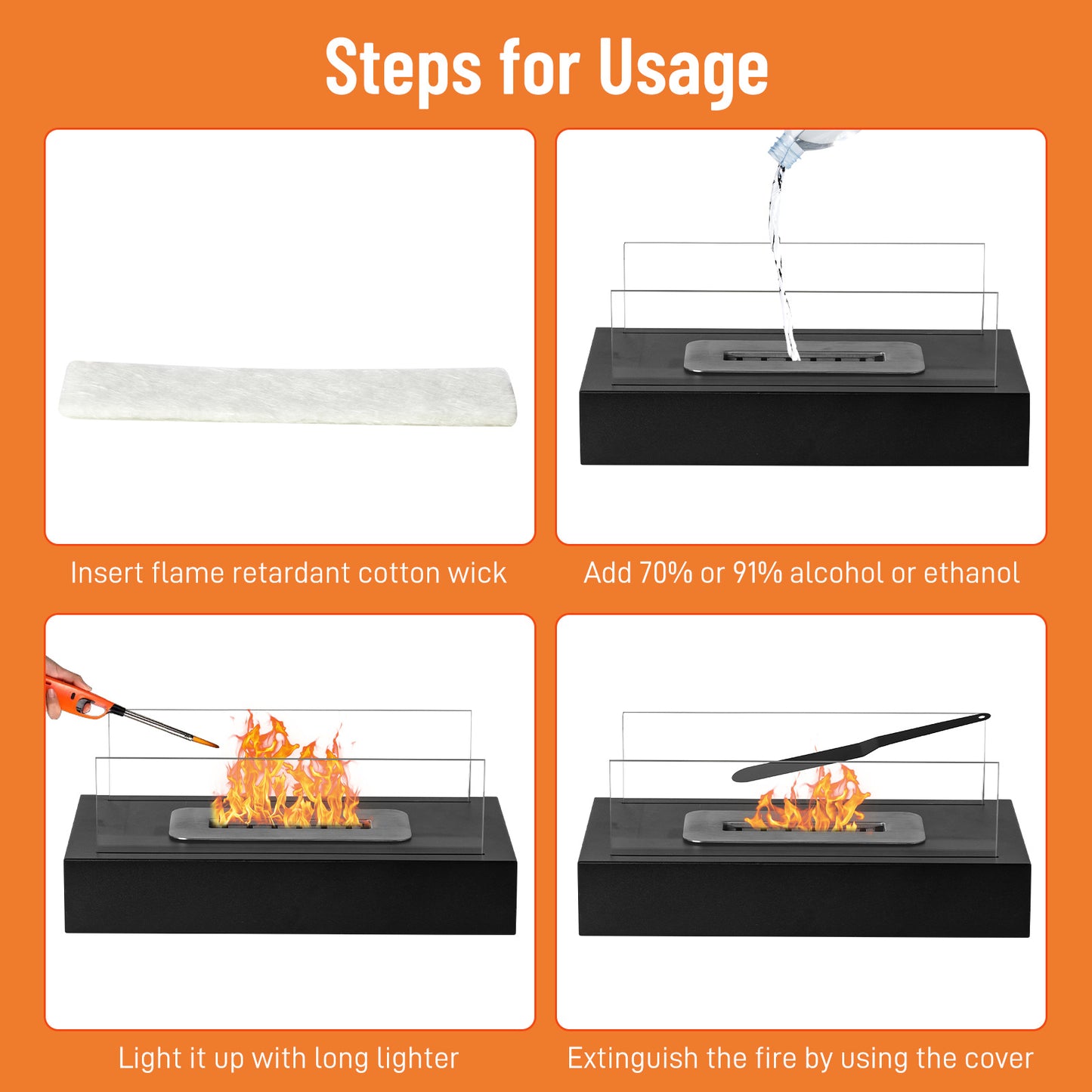 Black 13.8x7.1x5.5in With Windshield, Two Telescopic Forks, Fire Extinguishing Handle, Rectangular, Smokeless Stove, Iron Body, Stainless Steel Combustion Chamber