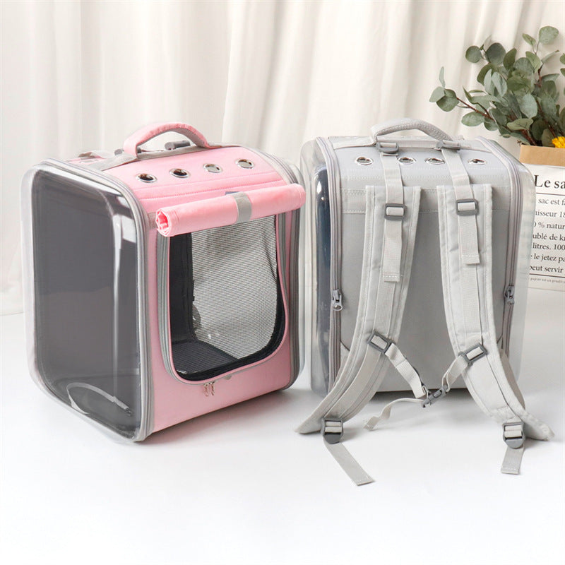 Breathable Space Capsule Pet Carrier Backpack for Travel (Pink or Gray)