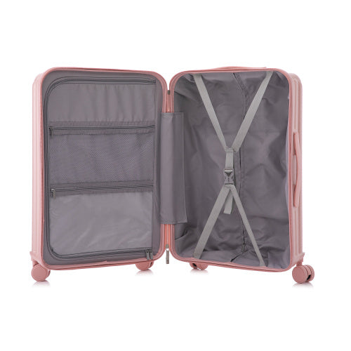 20  24  28  3 Pcs  Set In ABS Spinner Wheel Luggage, Carry On Suitcase, With Cup Holder & USB Port  Phone Holder