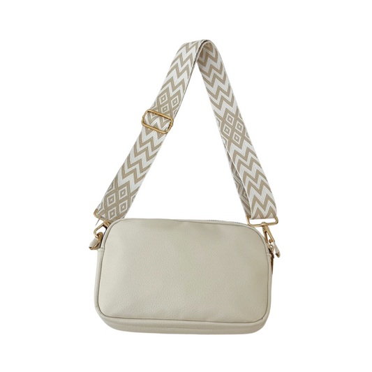 Petite Rectangular Crossbody Bag with Comfortable Coordinated Strap in Geometric Design