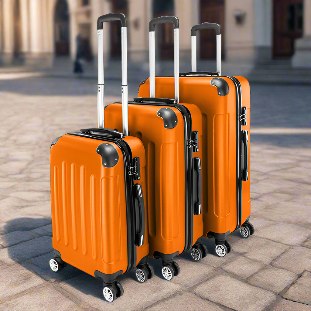 3-in-1 ABS Trolley Case 20 Inches, 24 Inches, 28 Inches Orange