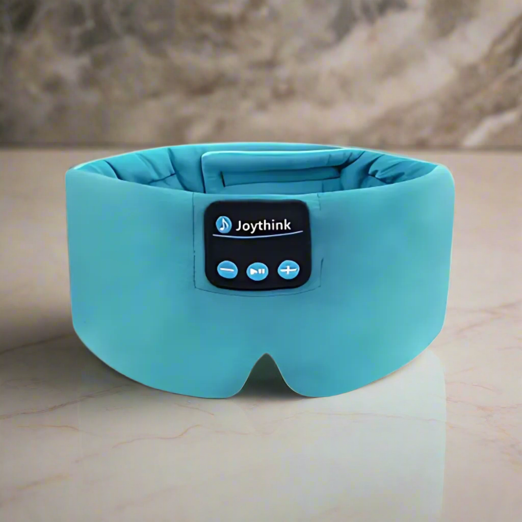 Joythink High-Tech Satin Wraparound Sleep Mask with Built-In Bluetooth Headphones (Cyan)