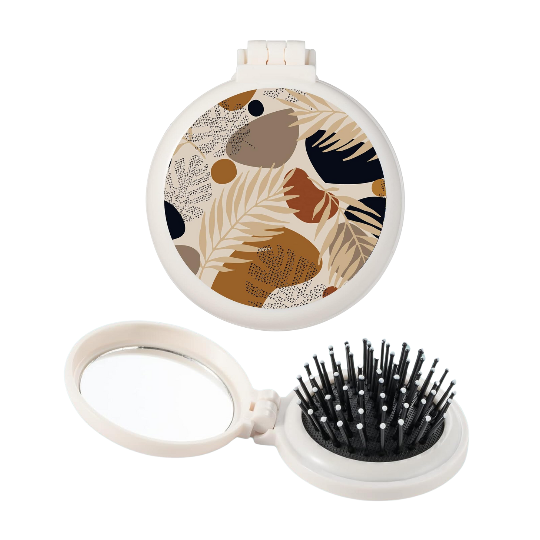 Mini Folding Hairbrush with Mirror (Multiple Themes)