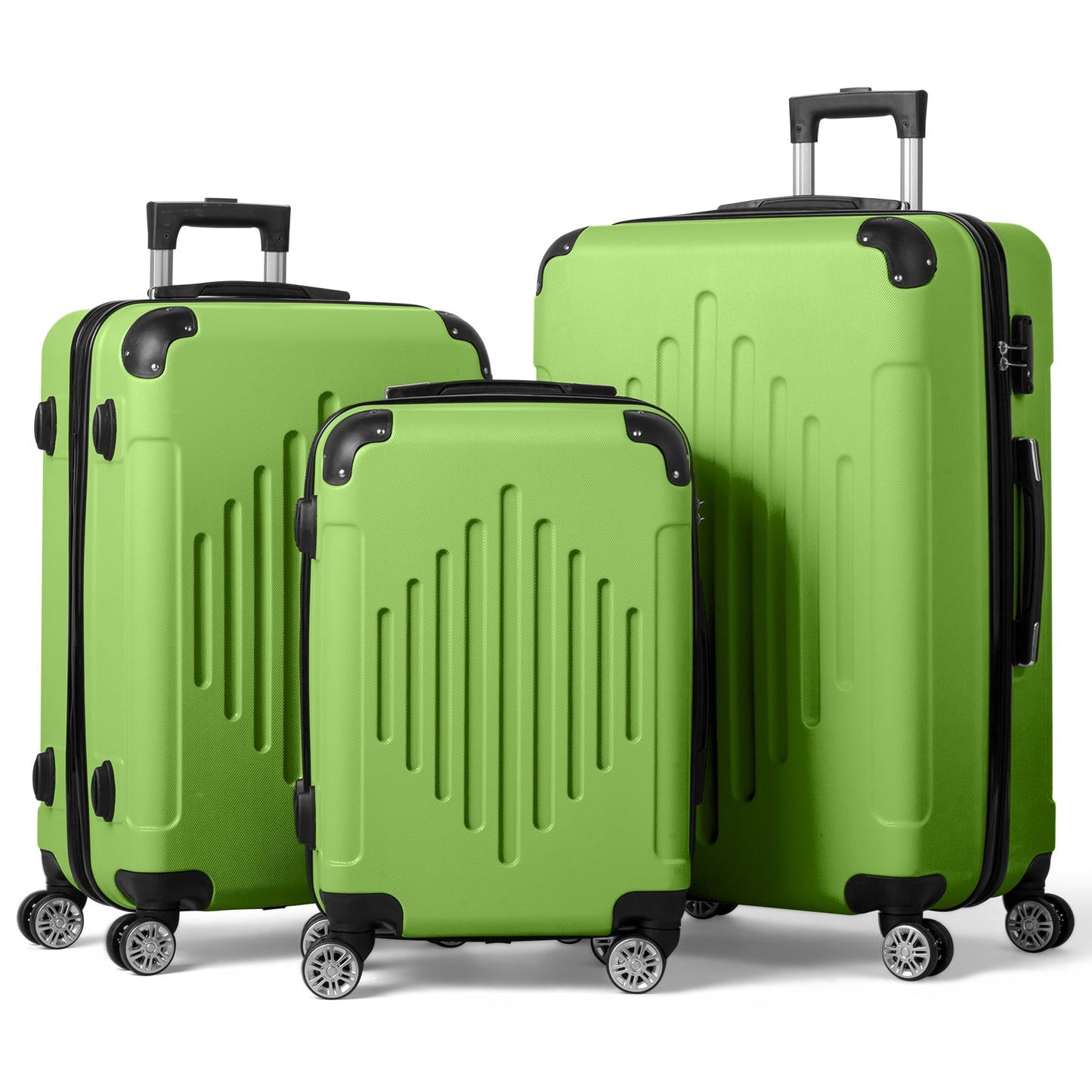 Three-In-One Suitcase Set with 2-Diamond Shaped Stripes and Corners