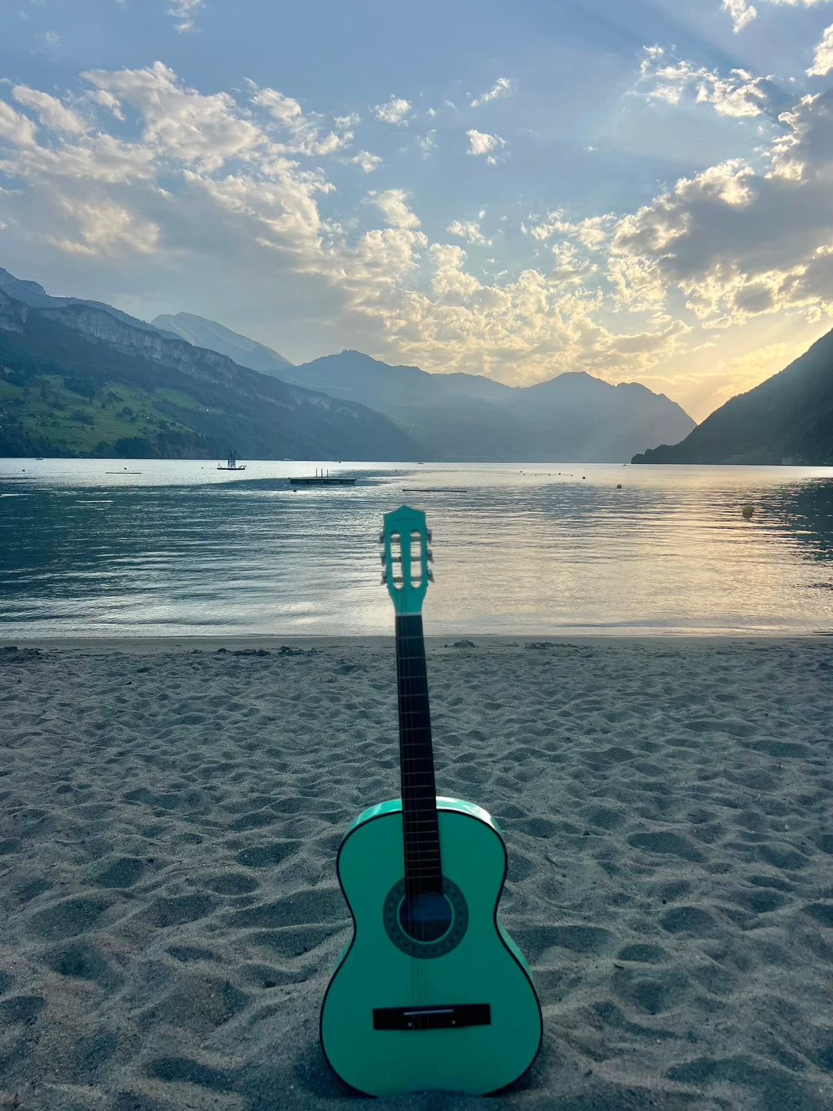 Travel-Size 38-inch Acoustic Classical Guitar with Nylon Strings - Played by Izzy Cummins - Cyan Green