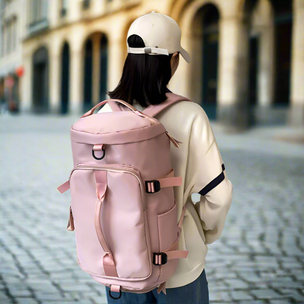 Oversized Waterproof Two-Tone or Solid Color Large Backpack with Top Handle - Space for Shoes and Other Essentials