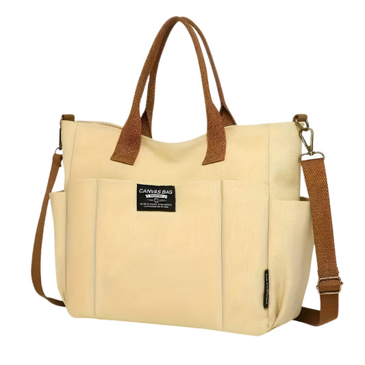 Multi-Pocket Tote Bag For Women, Retro Canvas Shoulder Bag, Versatile Crossbody Bag For Daily Use