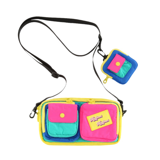 Colorful Nylon Crossbody Bag with Earpods Bag