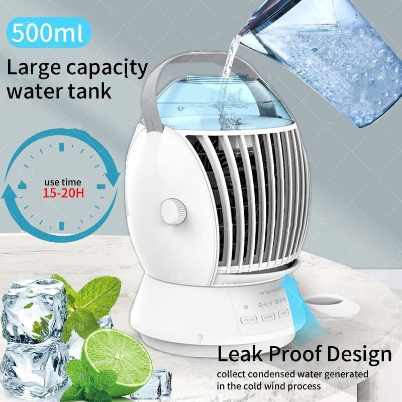 FREE U.S. SHIPPING! “Menofan Mini” 500-Milliliter Bedside or Desktop Air Cooler - Ice-Driven  Comfort