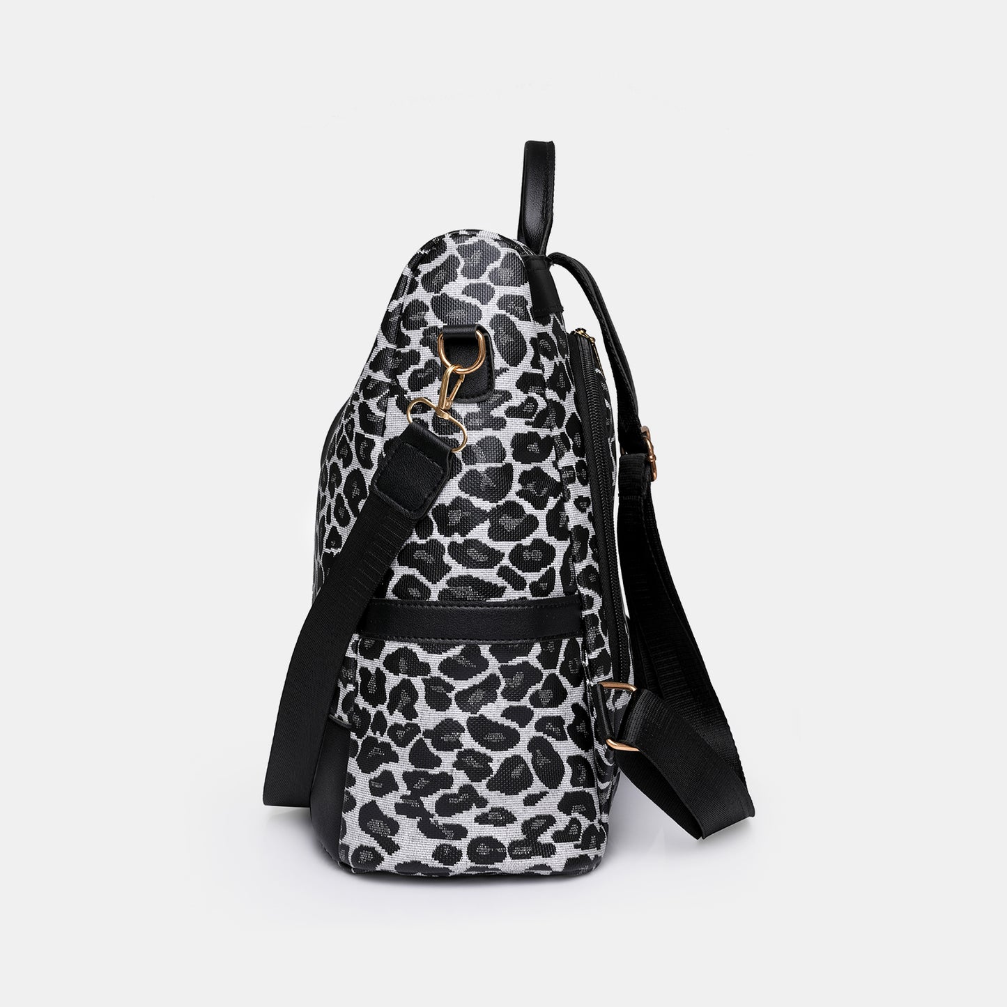 Leopard-Print Faux Leather Backpack