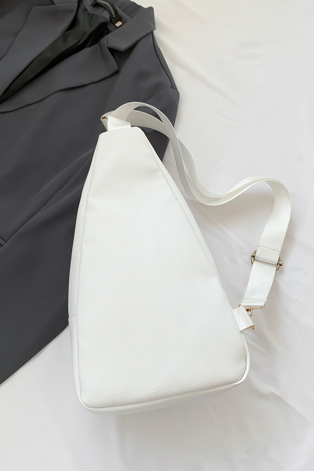 Black or White Faux Leather Sling Bag