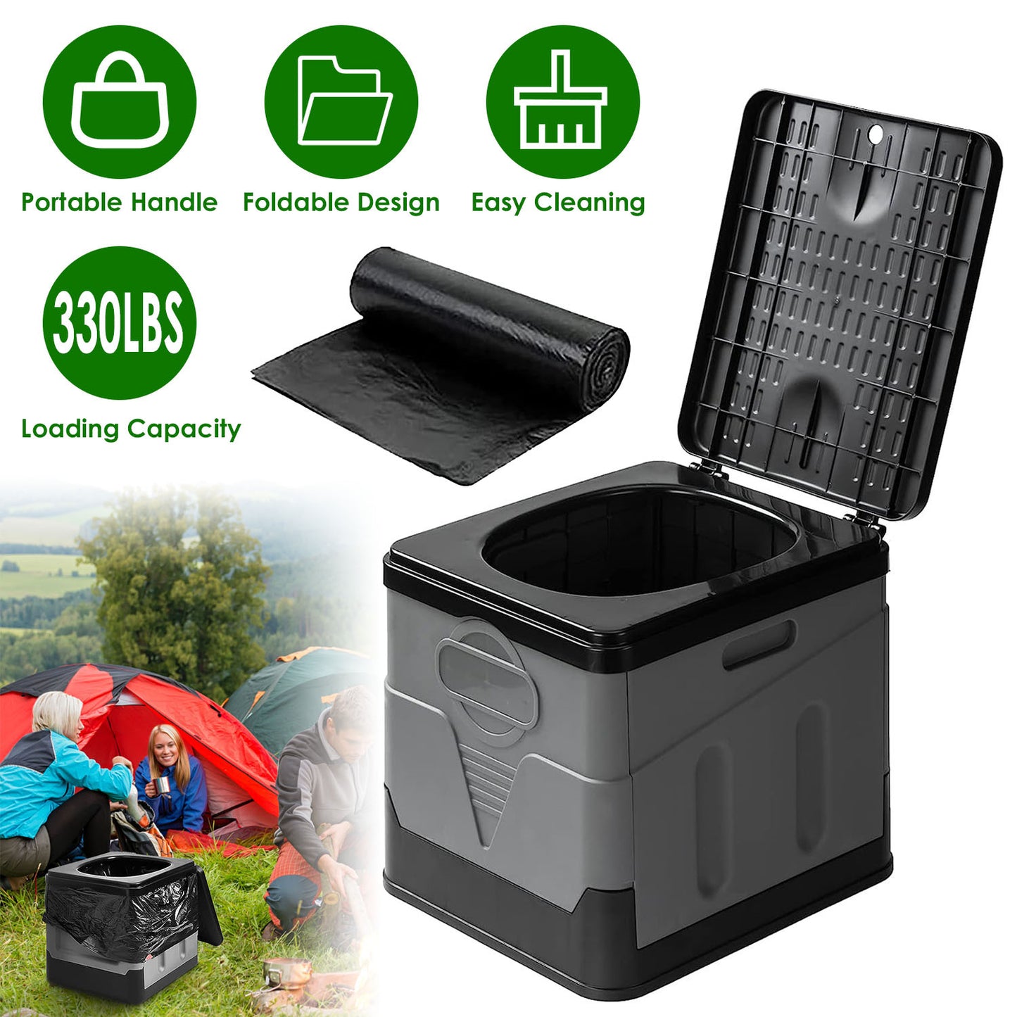 Portable Toilet With Handbag, Collapsible Emergency Toilet With Lid - Not Shipped On Weekends