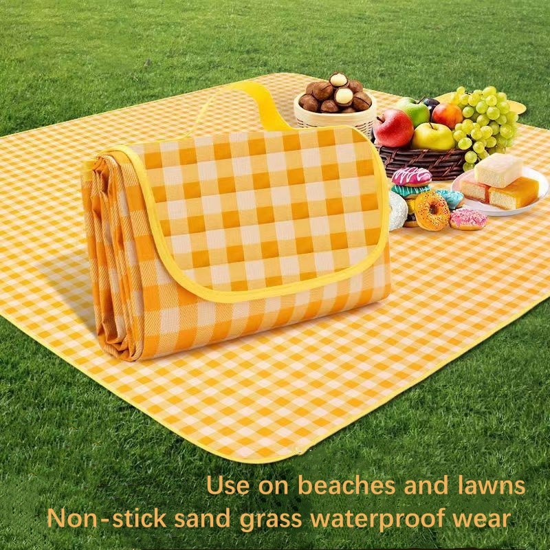 Waterproof Picnic Blanket - 2m X 2m, Thickened With Aluminum Mold Moisture-proof, Portable Outdoor Camping Mat, Handbag Style Design, Suitable For Picnics, Beaches, Hiking, And Festivals