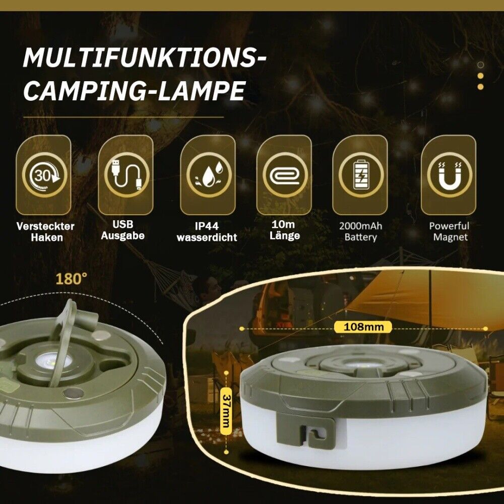 10M Outdoor Camping String Lights Festival Tent Light USB Charging Hanging Lamps