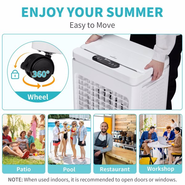 FREE U.S. SHIPPING! “Menofan Maxi” 10-Gallon ZOKOP FLS-Z33DR Electric Fan 110V 150W 40L With Remote Control, With LCD Display, With 4 Ice Crystals, With Casters, ABS Plastic, White