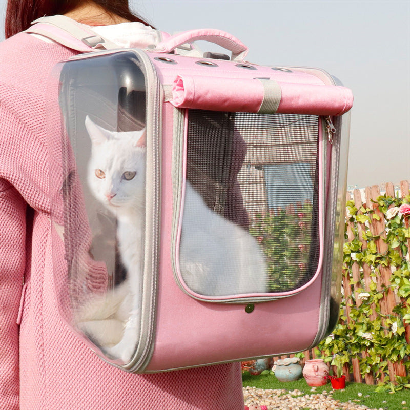 Breathable Space Capsule Pet Carrier Backpack for Travel (Pink or Gray)