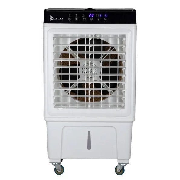 “Menofan Series” 3-in-1 Portable Evaporative Cooler with 7-Gallon Water Tank Capacity, Indoor/Outdoor, 2353CFM Personal Air Cooler With Remote Control, 7.93 Gal Large Water Tank & Scroll Casters, 4 Ice Packs, White