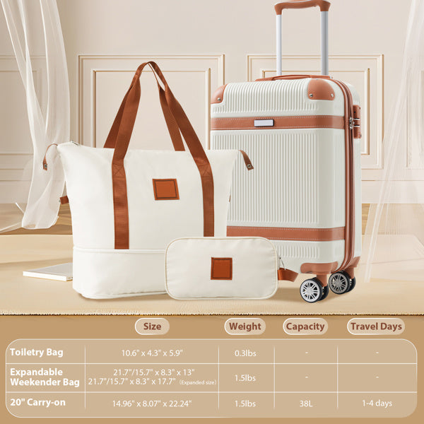 Hard Shell Luggage Set, 3-piece Set, 20 Inches
