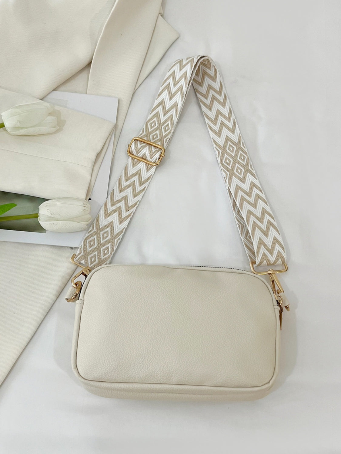 Petite Rectangular Crossbody Bag with Comfortable Coordinated Strap in Geometric Design