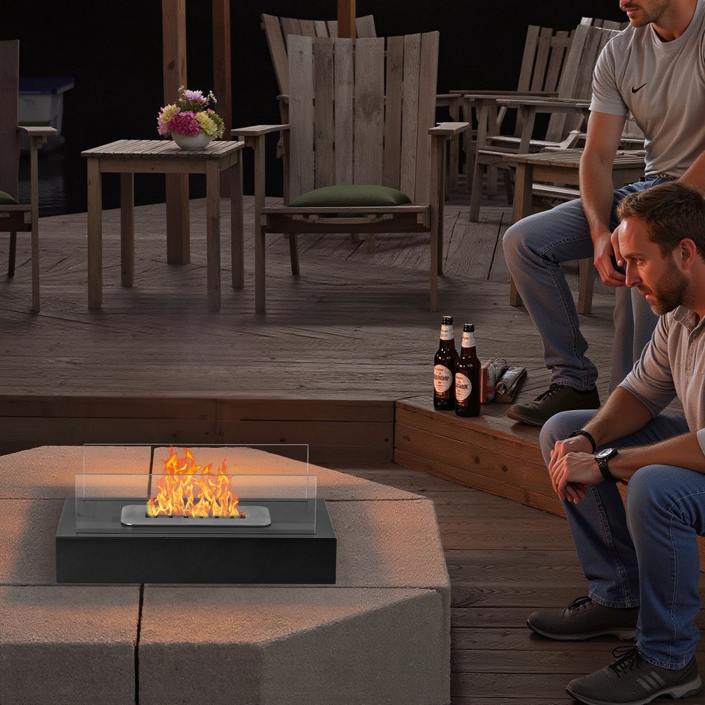 Black 13.8x7.1x5.5in With Windshield, Two Telescopic Forks, Fire Extinguishing Handle, Rectangular, Smokeless Stove, Iron Body, Stainless Steel Combustion Chamber