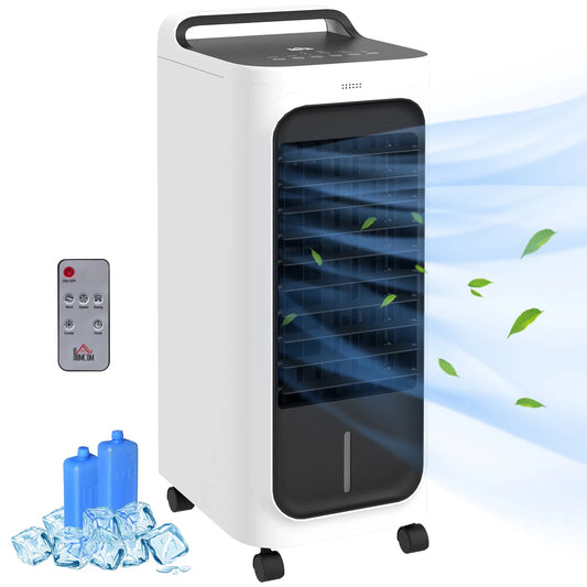 FREE U.S. SHIPPING! “Menofan Midi” 1.3 Gallon HOMCOM Evaporative Air Cooler with Ice Packs, 3-in-1 Ice Cooling Fan, Portable Swamp Cooler with Water Tank, Timer, Oscillating, Remote, for  Home, Office or Bedroom