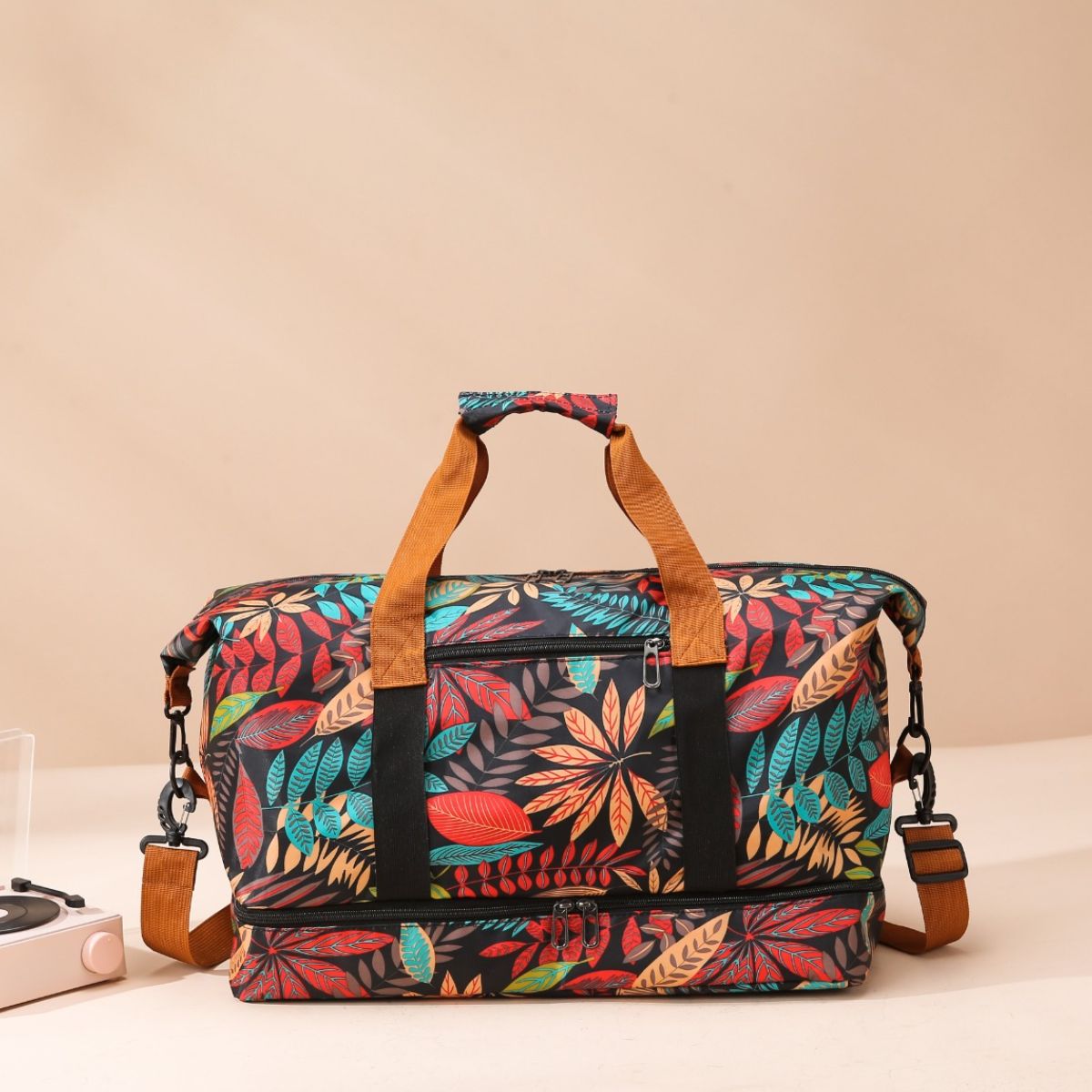 Tropical Print Canvas Duffle Bag in Multiple Color Schemes