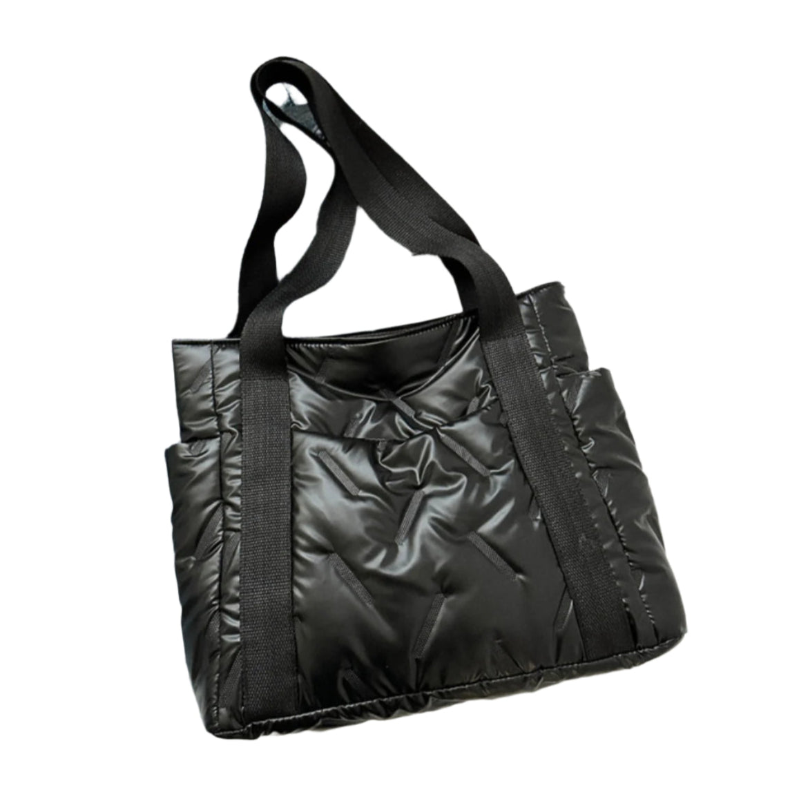 Cabernet Puffer Tote Bag with Zipper and External Pockets