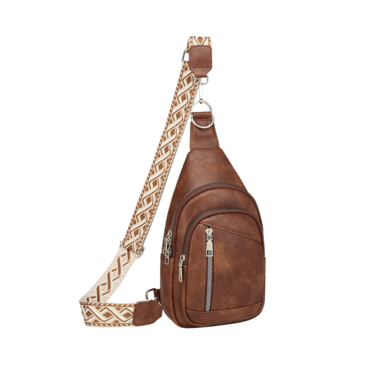 Faux Leather Triple-Zip Bag with Choice of Crossbody Strap or Backpack Design