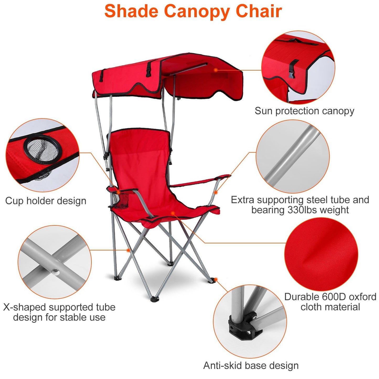 Camping Chair With Sunshade, Foldable Portable Rain Shelter Chair, Supports 330LBS, Banned On Walmart Platform
