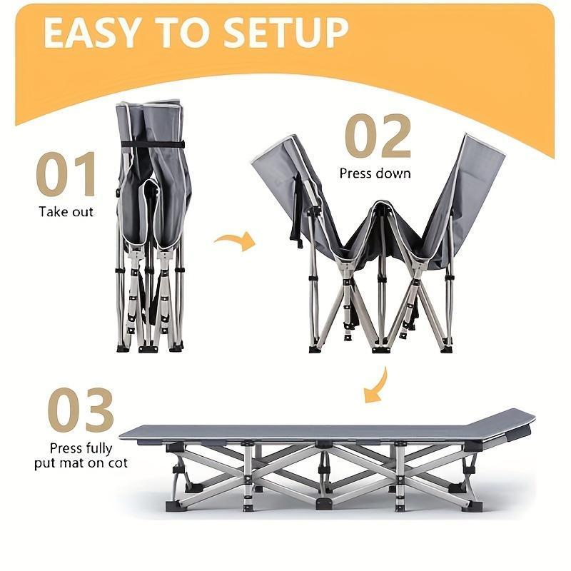 Grey Folding Camping Bed, Heavy Duty Rollaway Bed With Carrying Bag, Suitable For Travel Camp Office, RV Travel Rollaway Bed
