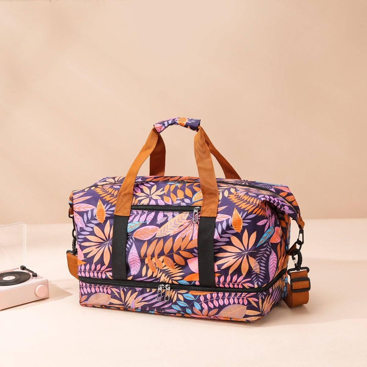 Tropical Print Canvas Duffle Bag in Multiple Color Schemes