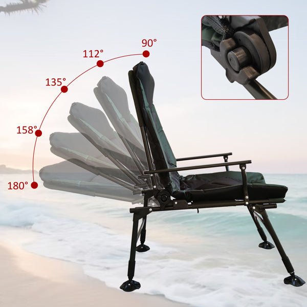 Camping Lounge Chair, Portable Folding Recliner With Adjustable Backrest, Suitable For Indoor And Outdoor Camping, Beach Hiking, Fishing