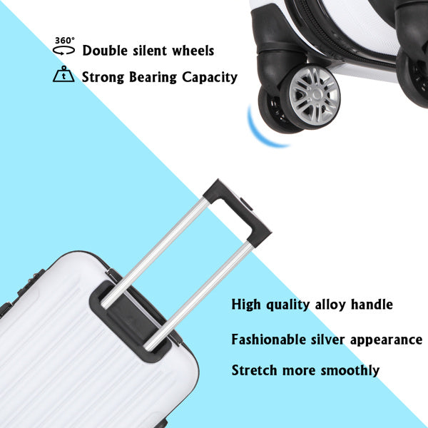 Set of 3 Lightweight White Hard-Shell Suitcases (20", 24", and 28") with Universal Wheels