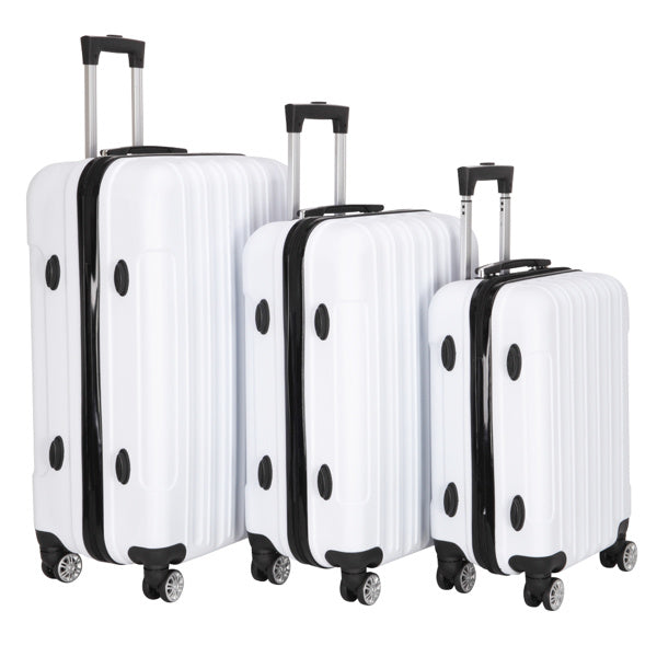 Set of 3 Lightweight White Hard-Shell Suitcases (20", 24", and 28") with Universal Wheels