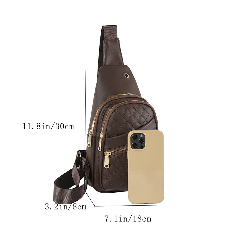 Compact Crossbody Sling Bag with Adjustable Strap and Earphone Hole