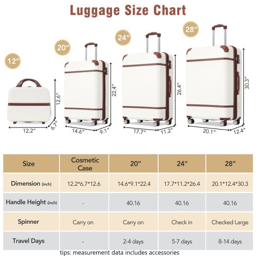 4-Piece Lightweight Hardshell Spinner Luggage Set in 7 Colors  with Cosmetic Case