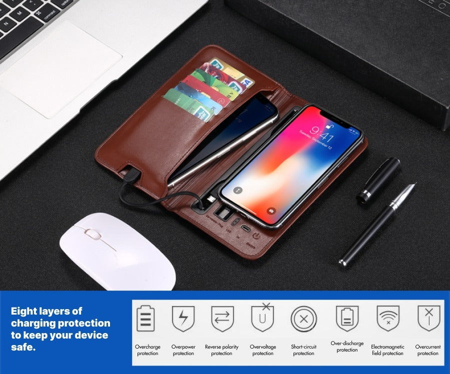 Smart Charging Travel Wallet with Built-In Power Bank