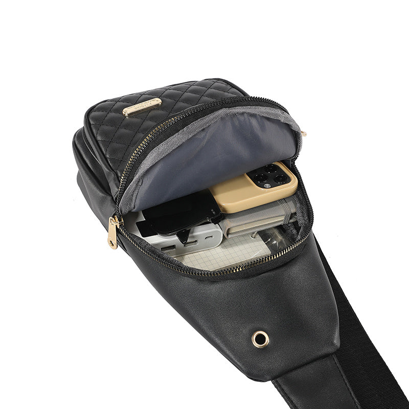 Compact Crossbody Sling Bag with Adjustable Strap and Earphone Hole