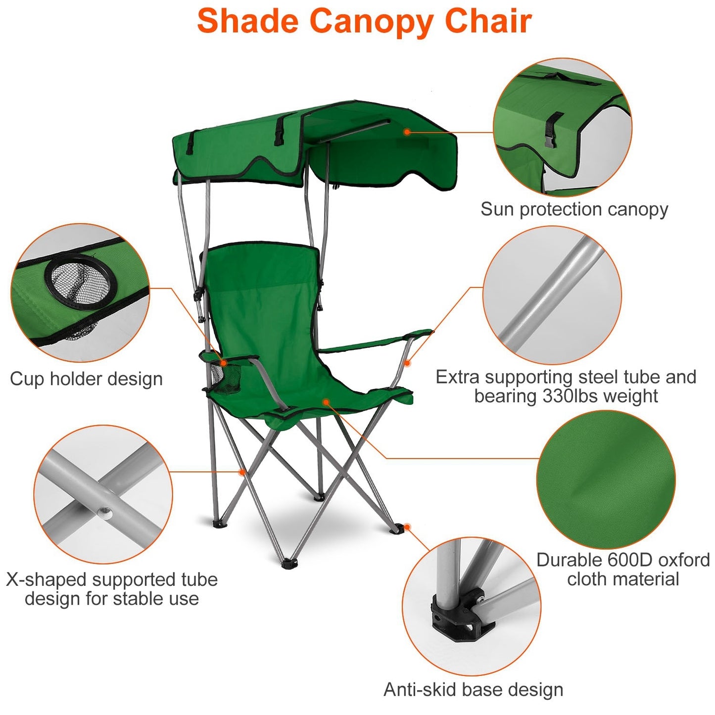 Camping Chair With Sunshade, Foldable Portable Rain Shelter Chair, Supports 330LBS, Banned On Walmart Platform