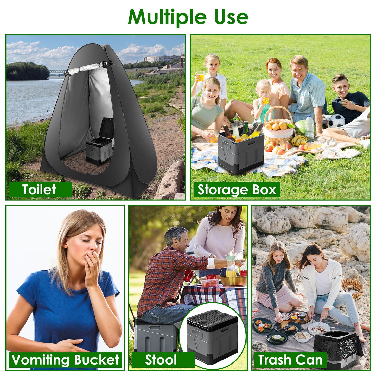Portable Toilet With Handbag, Collapsible Emergency Toilet With Lid - Not Shipped On Weekends