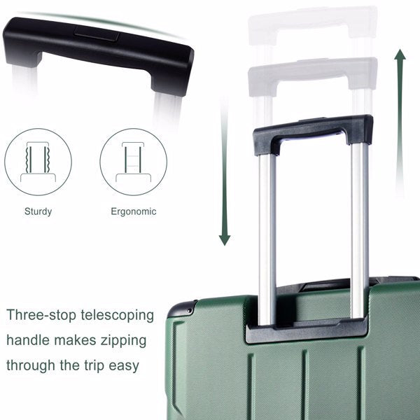 Green Hardshell, Lightweight and Durable ABS Suitcase with Dual Wheels, Expandable 28-Inch Checked Luggage