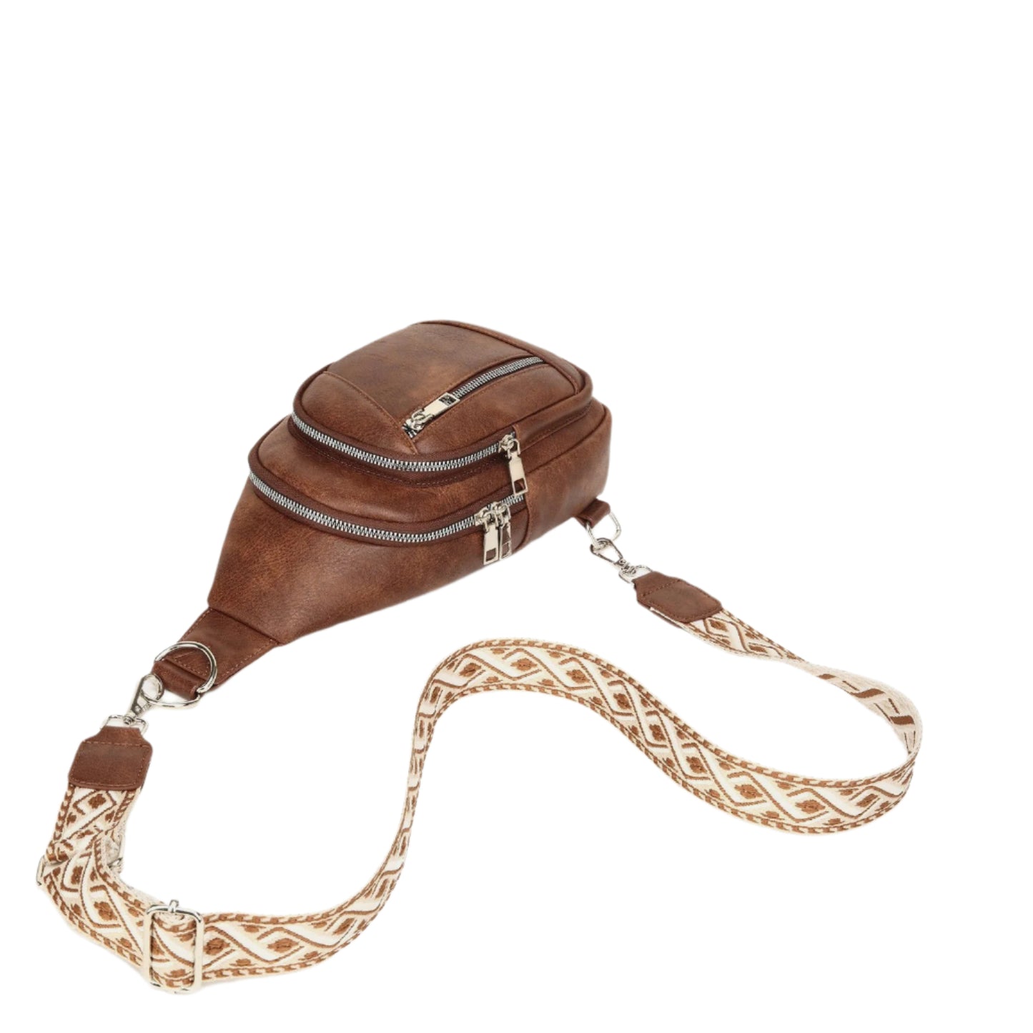 Faux Leather Triple-Zip Bag with Choice of Crossbody Strap or Backpack Design