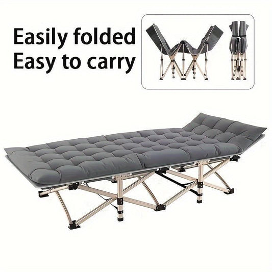Grey Folding Camping Bed, Heavy Duty Rollaway Bed With Carrying Bag, Suitable For Travel Camp Office, RV Travel Rollaway Bed